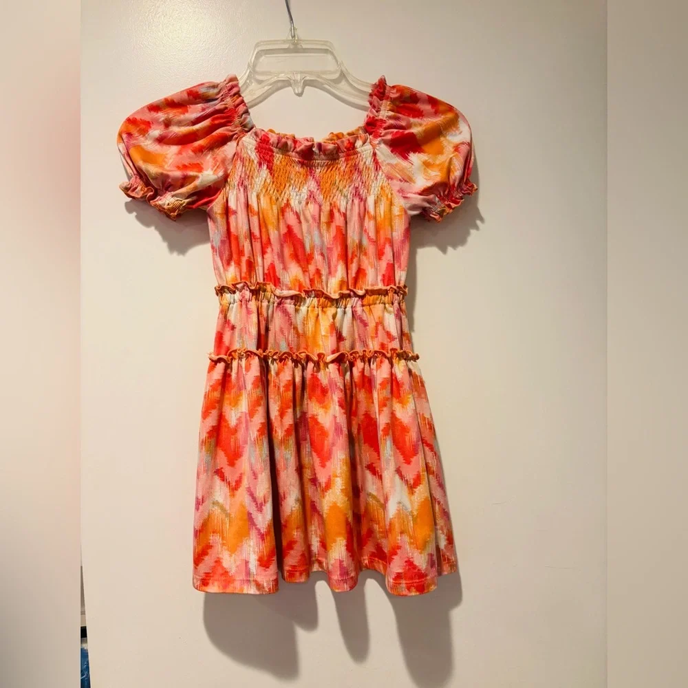 BCBG GIRLS Colorful Kids Dress with Puff Sleeves, Size XS (5/6)